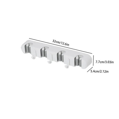4-Slot Wall Mount Mop Broom Holder Rack