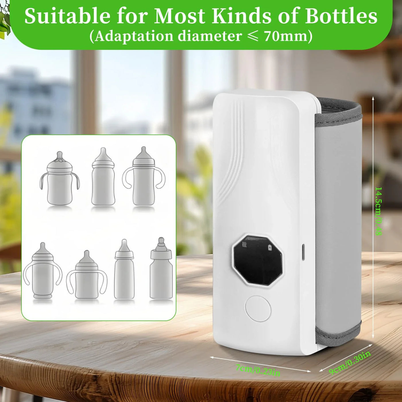 Portable Bottle Warmer with USB Rechargeable Heating