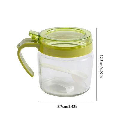 Glass Seasoning Condiment Box Set With Spoons
