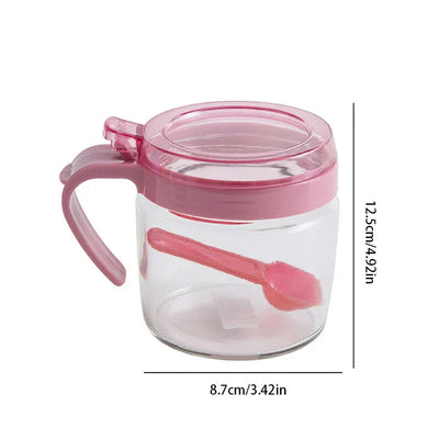 Glass Seasoning Condiment Box Set With Spoons