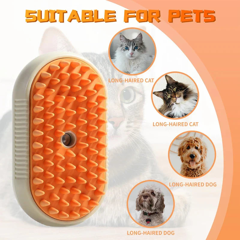 Pet Grooming Steam Spray Brush