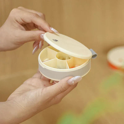 Round Travel Pill Organizer Box Case