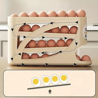 3-Tier Rolling Egg Storage Box – Holds 24 Eggs for Fridge & Kitchen