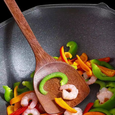 Solid Wood Cooking Utensil Set – Spoon, Spatula & Chopstick Tube